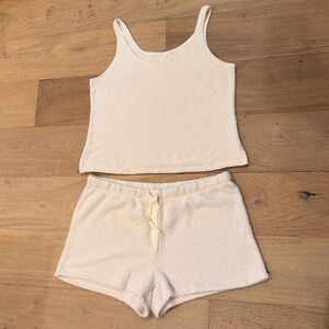 EUC Size XL Joe Fresh Cozy Chenille Cream Tank & Short Sleep Set
